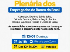 Neste domingo, 11h, tem plenária dos funcionários do BB 13.9 plenaria bb interior 90a3d